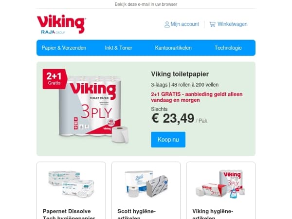 2+1 gratis: Viking toiletpapier