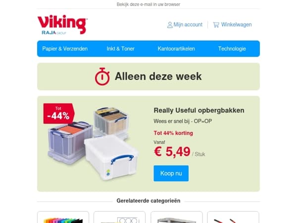 Opbergbakken nu tot 44% goedkoper