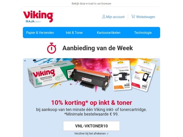 ⏰ 10% korting op Viking inkt & toner