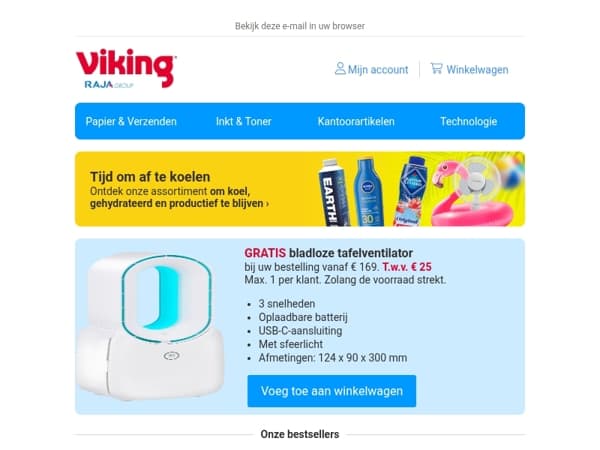 Gratis bladloze tafelventilator