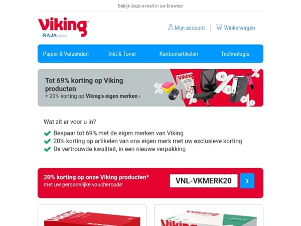 Ontvang 20% korting op onze Viking producten