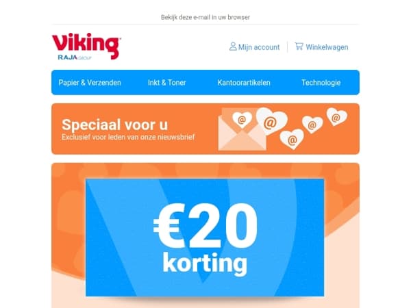 💌 Profiteer nu van €20 korting op uw bestelling