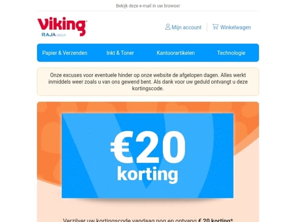 💌 Laaste kans: €20 korting op uw bestelling