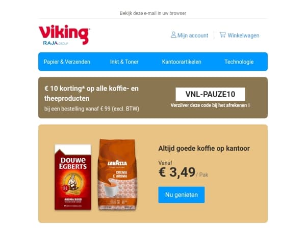 €10 korting op koffie & thee