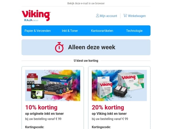 20% korting op inkt & toner