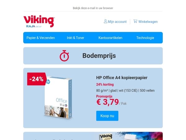 24% korting op HP kopieerpapier