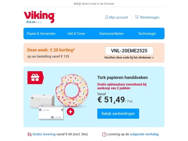 Gratis opblaasbare zwemband bij Tork handdoeken