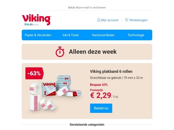 63% korting op Viking plakband