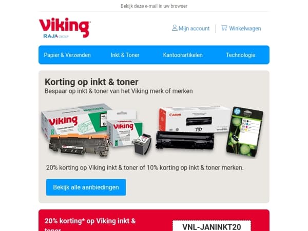 20% korting op Viking inkt & toner