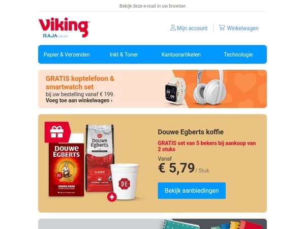 Gratis set van 5 bekers bij Douwe Egberts koffie