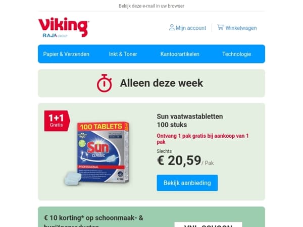 🫧 €10 korting op schoonmaak- & hygiëneproducten