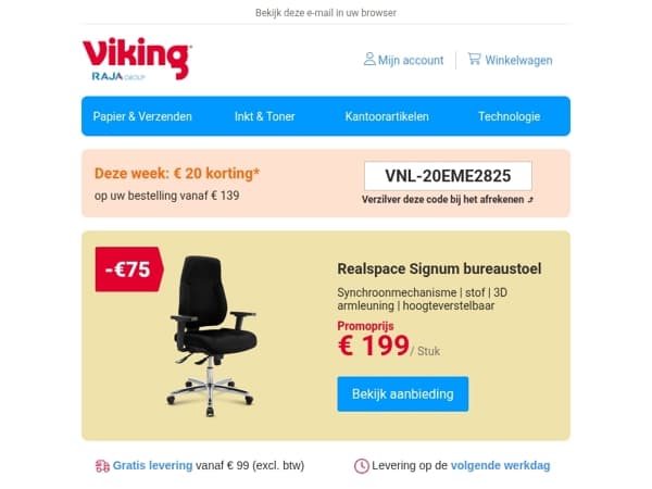 €75 korting op Realspace bureaustoel