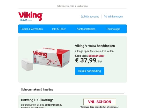 €10 korting op schoonmaak & hygiëne producten