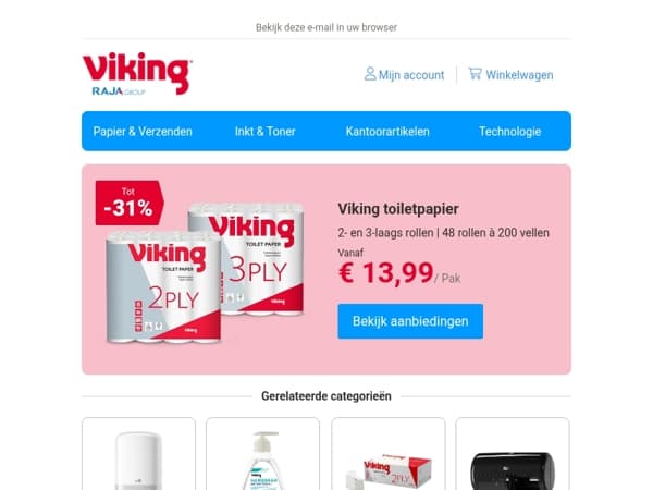 Tot 31% op Viking toiletpapier