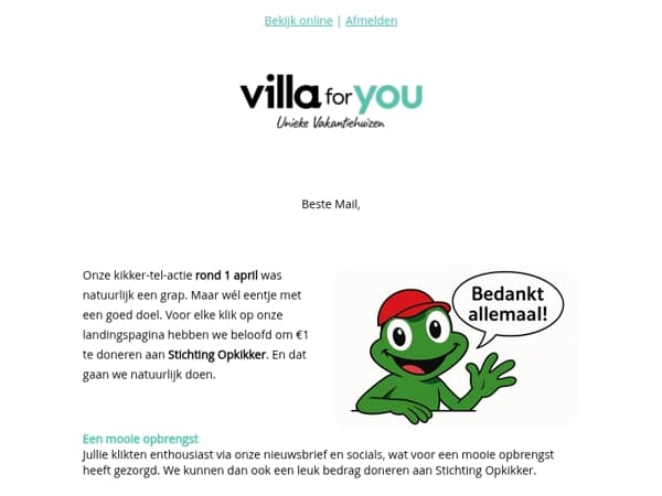 1-aprilgrap levert mooi bedrag op! 🐸