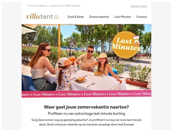 Extra last minute voordeel bij Villatent ☀️