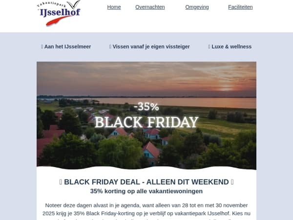 🖤 Black Friday-aanbieding: 35% korting op alle vakantiehuizen!