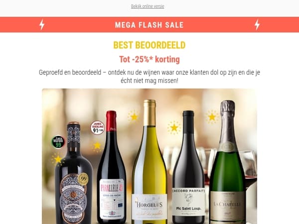 Tot 25% korting: Flash Sale ⚡ Best Beoordeelde wijn & champagnes van topkwaliteit