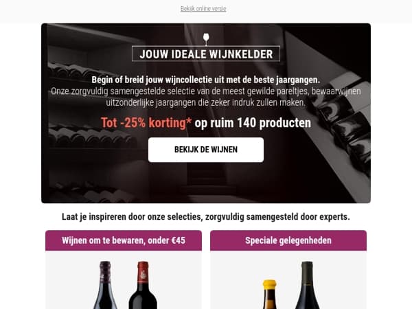 Wijnen voor jouw IDEALE wijnkelder, nu tot 25% korting!