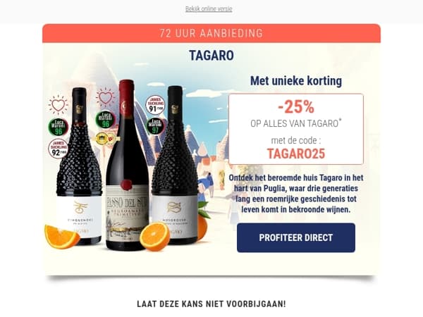 -25% op Tagaro! Slechts 72 uur geldig ⏰