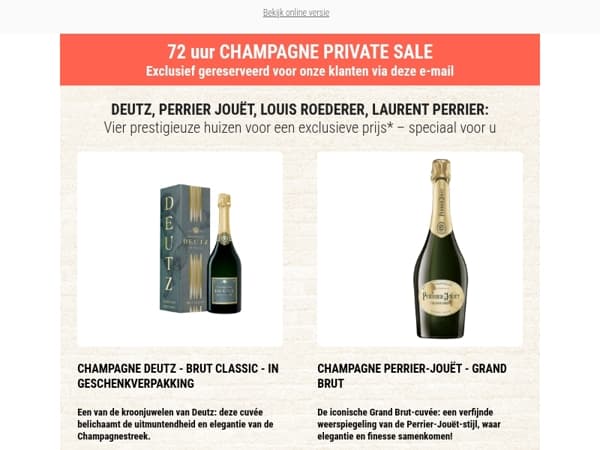Champagne Private Sale! 🍾 Slechts 72 uur