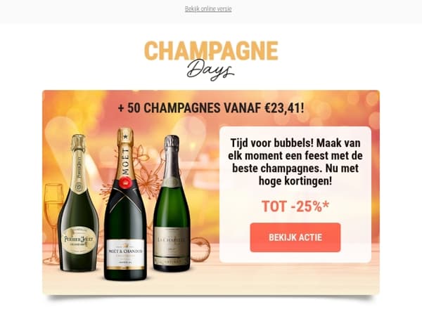 Champagne Days: tot-25% korting!