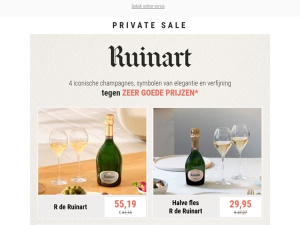 Exclusief voor onze klanten: Champagne Ruinart voor een speciale prijs!