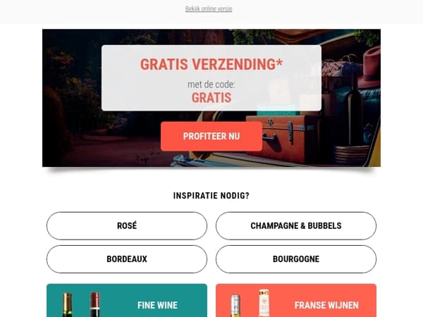 GRATIS VERZENDING op de hele site 🚚🍷 slechts 48 uur!