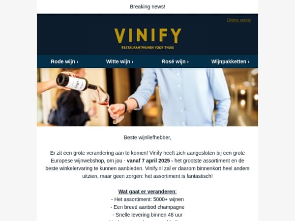 Breaking news: Vinify wordt vernieuwd!