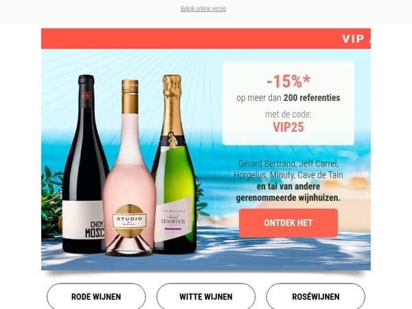 24u Privé-aanbieding! 🤫 15% korting op meer dan 200 wijnen & bubbels