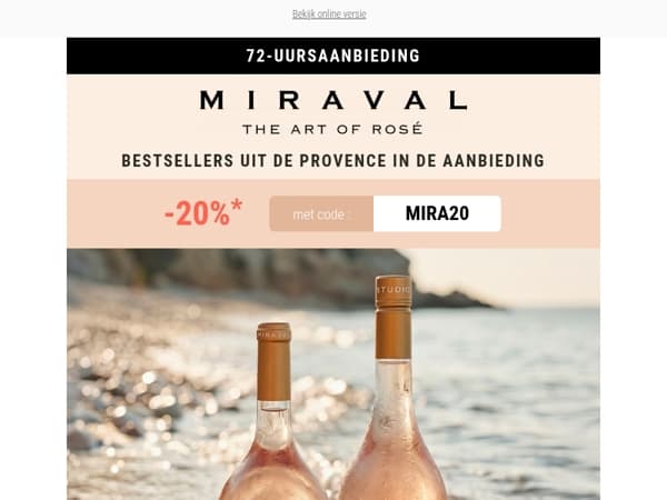 Slechts 72 uur: Miraval Rosé met 20% korting
