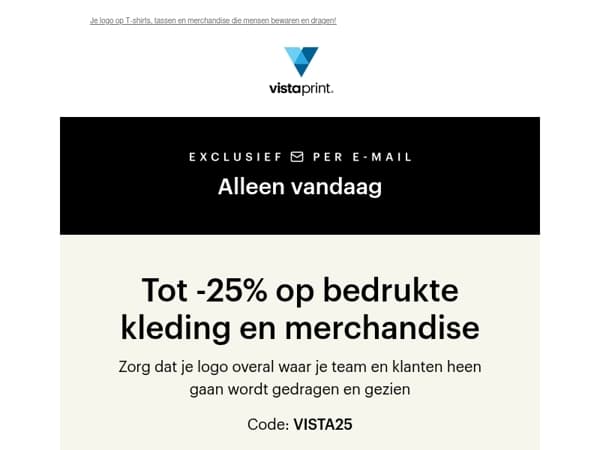 Slechts 1 dag 🫨 Tot -25% op je favoriete promotionele producten👕