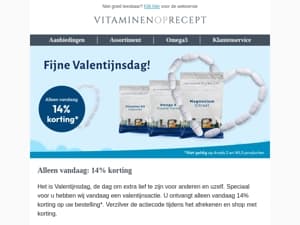Valentijnsactie: 14% korting op uw bestelling!