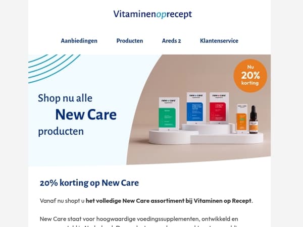 Nu 20% korting op alle New Care supplementen