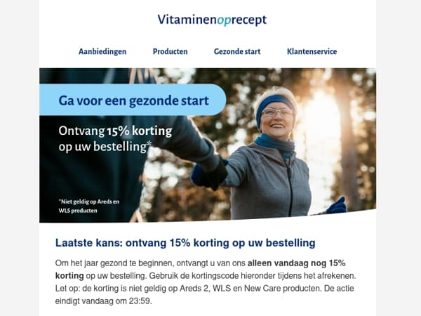  Laatste kans: ontvang 15% korting op uw bestelling