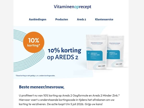 Profiteer nu van 10% korting op Areds 2 supplementen