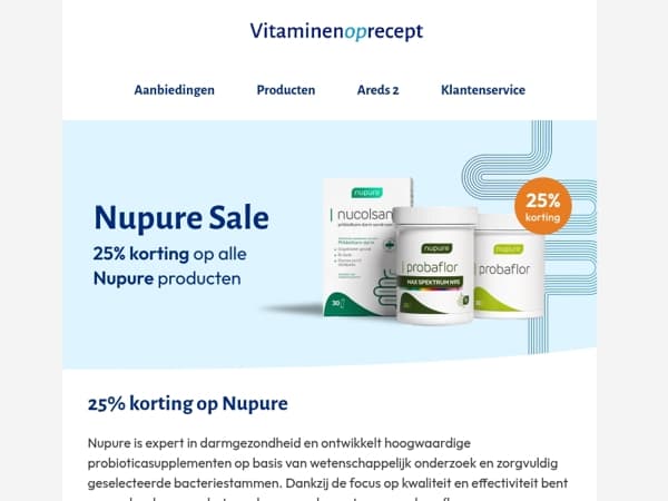 Ontvang nu 25% korting op alle Nupure producten