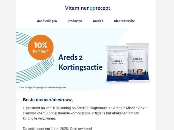 Profiteer nu van 10% korting op Areds 2 supplementen