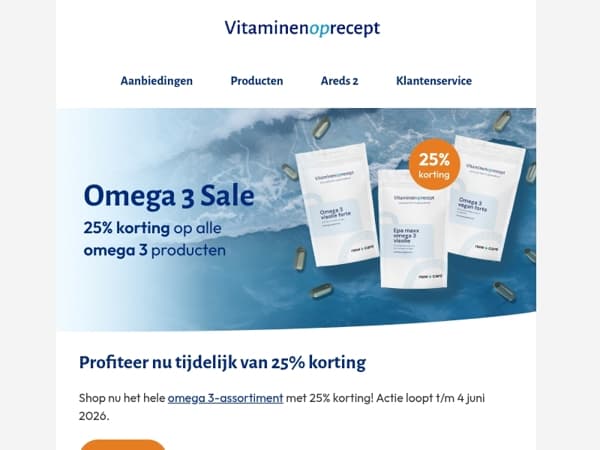25% korting op onze omega 3-producten