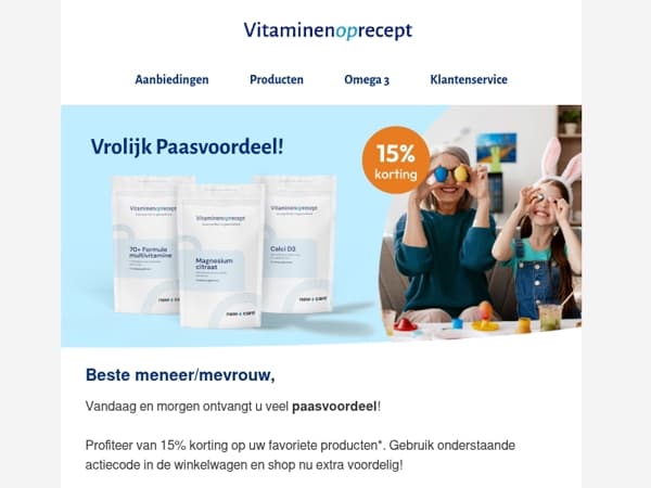Vrolijk paasvoordeel! I 15% korting op uw bestelling