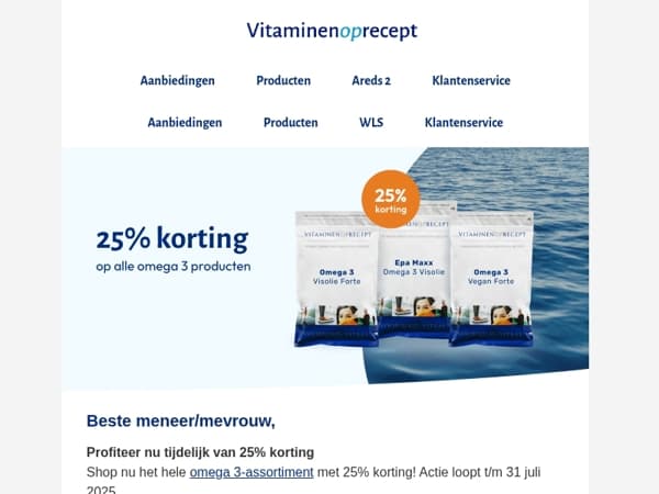 25% korting op onze omega 3-producten