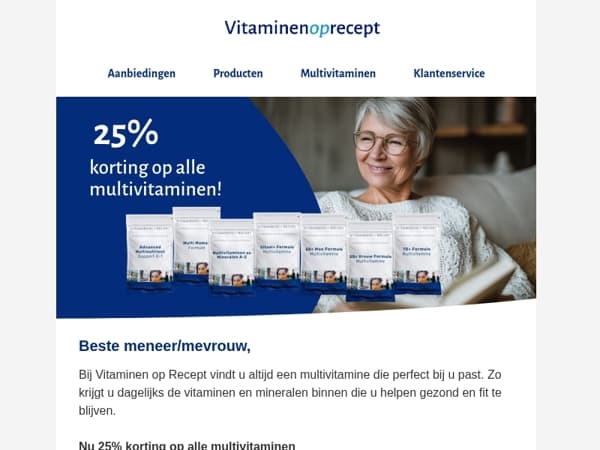 Nu 25% korting op alle multivitaminen