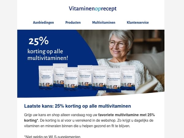  Laatste kans: 25% korting op alle multivitaminen