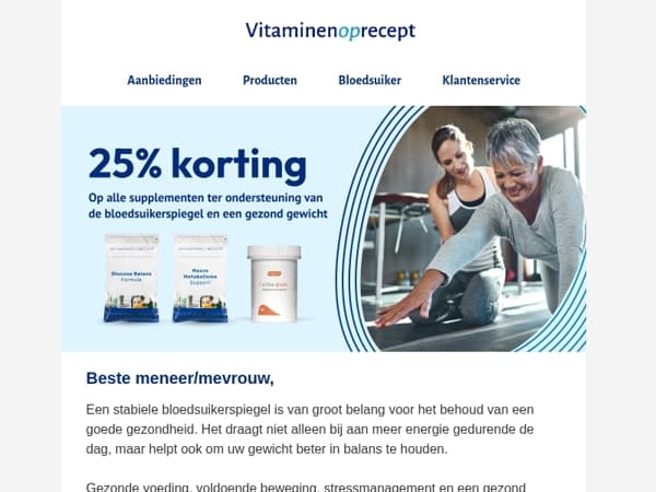 25% korting op supplementen voor een gezond gewicht!