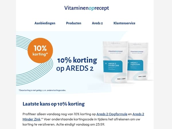 Laatste kans: 10% korting op Areds 2 supplementen