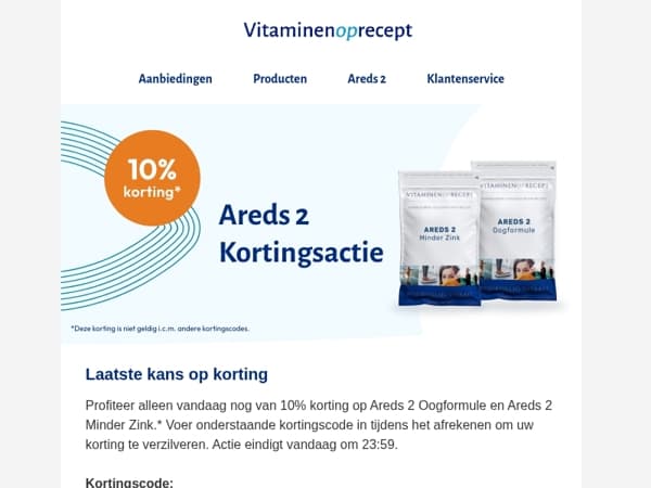 Laatste kans: 10% korting op Areds 2 supplementen