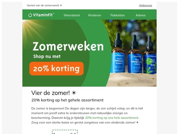 20% zomerkorting!