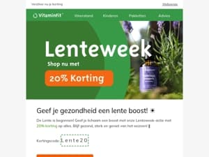 20% korting, vier de lente!