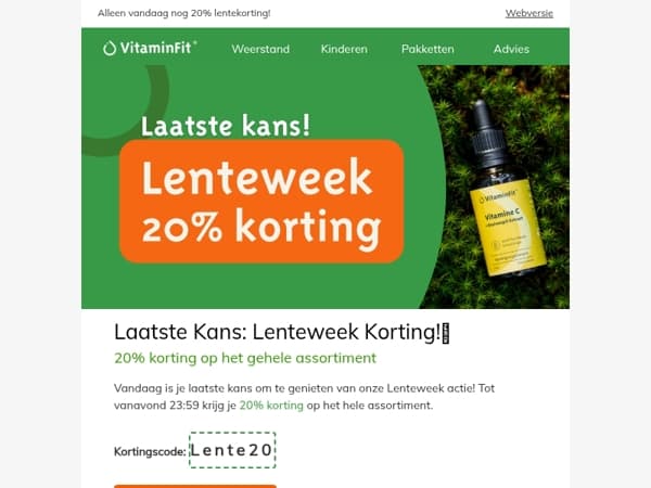 Alleen vandaag nog 20% lentekorting! 🌿