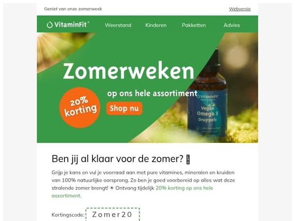 20% zomerkorting!